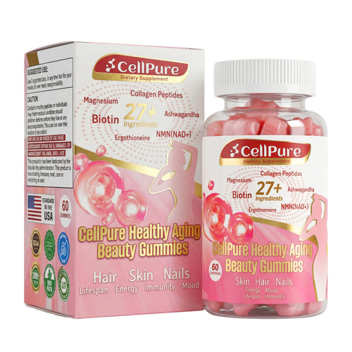 CellPure® NAD+ Collagen Peptide Boitin Beauty Gummies for Women | Cellular Energy & Anti-Aging Support