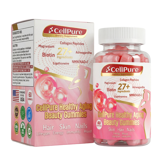 CellPure® NAD+ Collagen Peptide Boitin Beauty Gummies for Women | Cellular Energy & Anti-Aging Support
