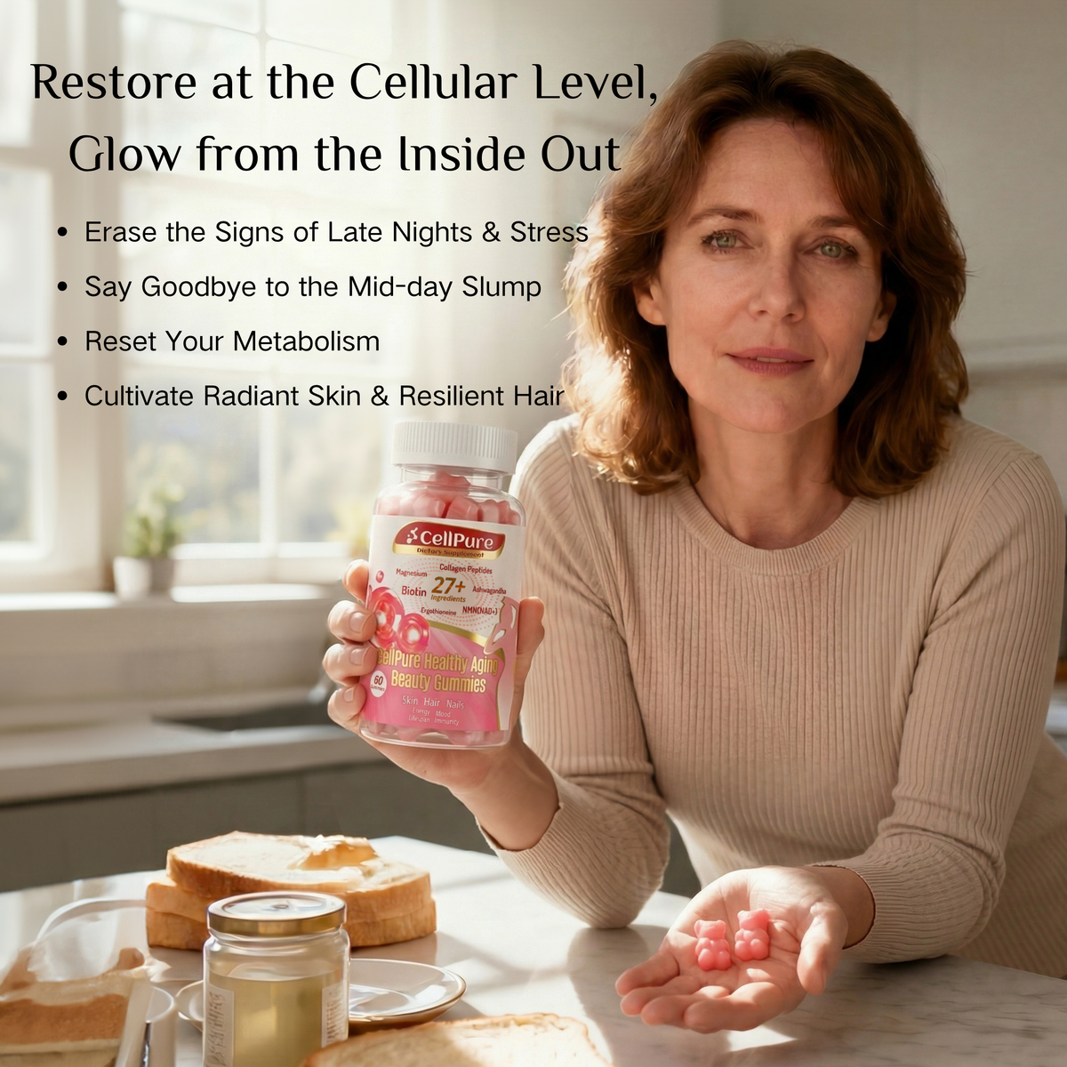 ⚡️CellPure® NMN Boitin Collagen Peptide Beauty Gummies for Women | Cellular Energy & Anti-Aging Support